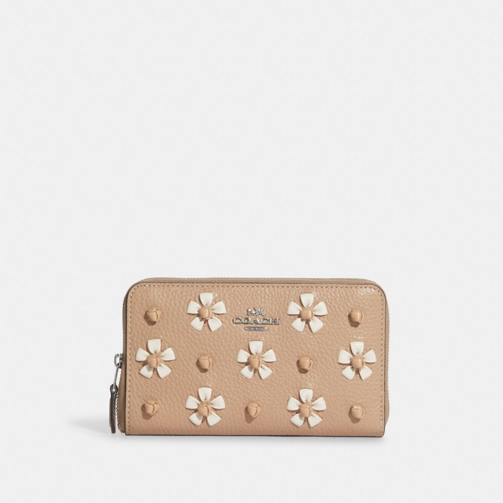 COACH® Medium Id Zip Wallet With Floral Whipstitch