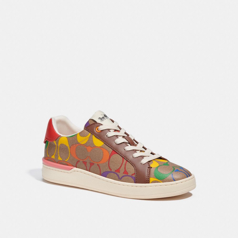 lowline low top sneaker in rainbow signature canvas