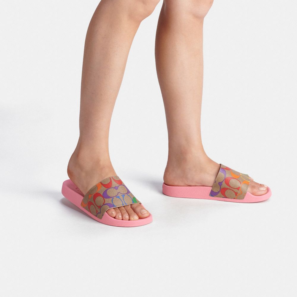 日本製 2ウェイ コーチ COACH サンダル シグネイチャ レインボー 新品