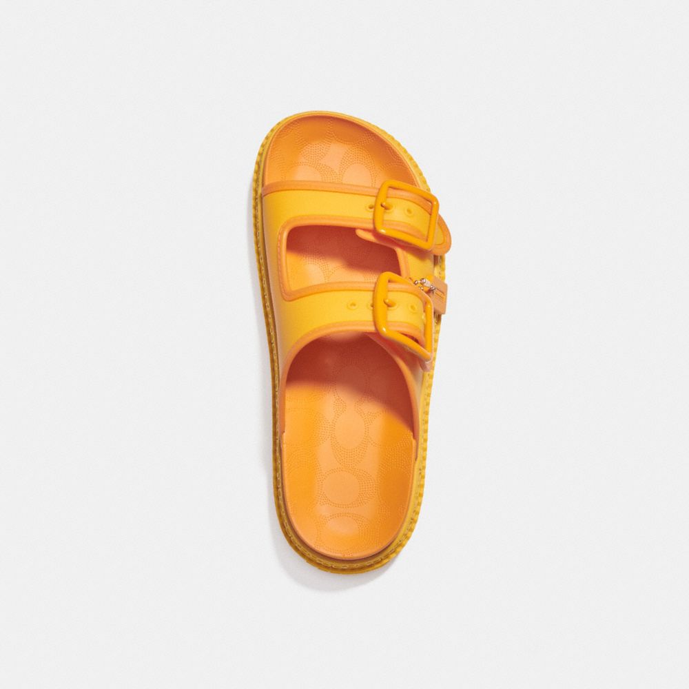 yellow coach sandals
