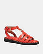COACH®,GISELLE SANDAL,Leather,Red Orange,Front View