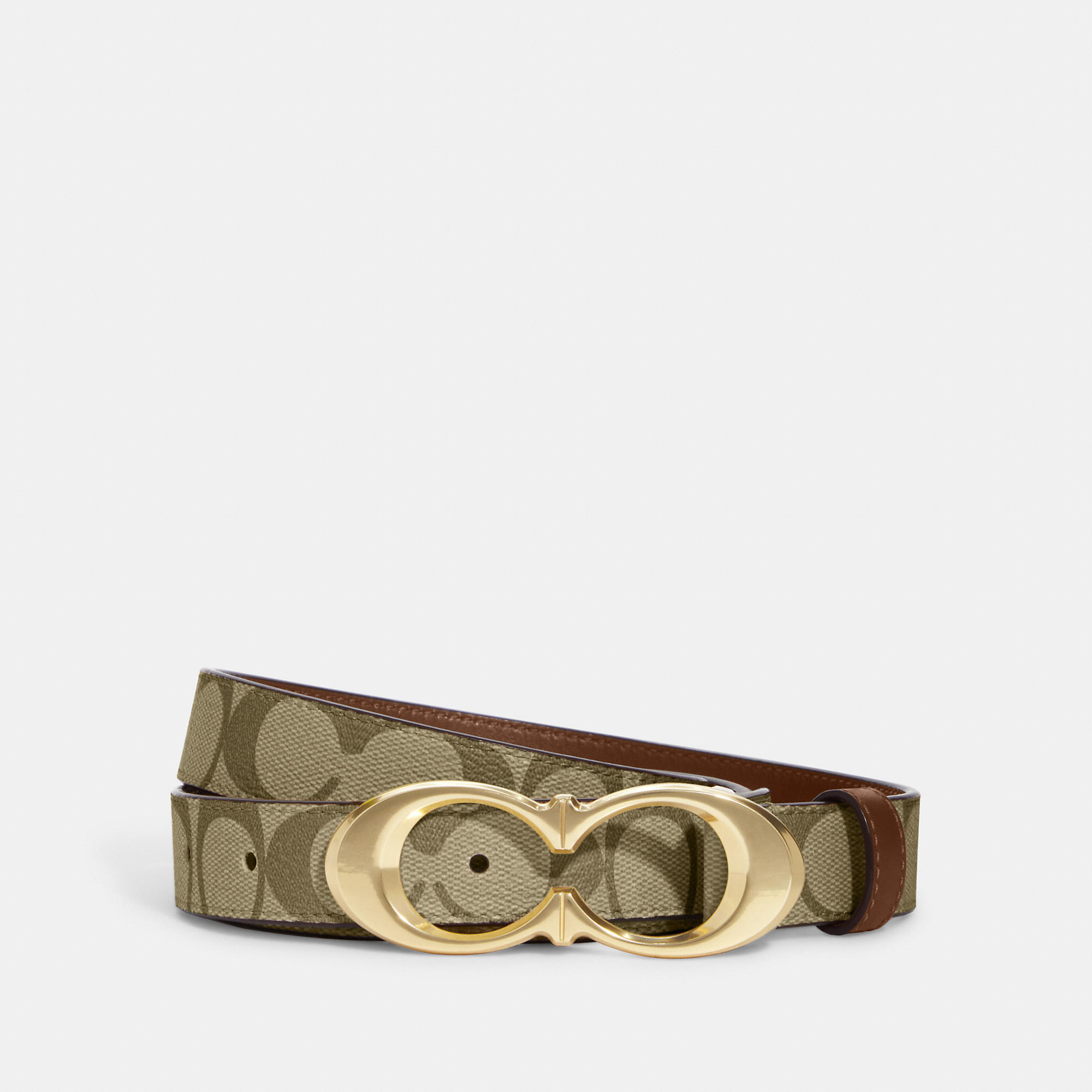 Coach Outlet Signature Buckle Belt, 25 Mm In Beige