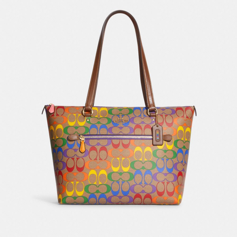 COACH® | Gallery Tote In Rainbow Signature Canvas