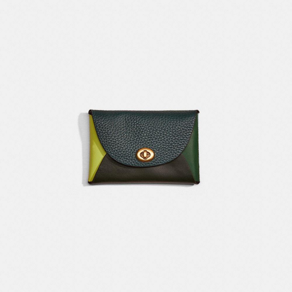 Coach Remade Colorblock Medium Pouch In Green Multi