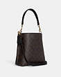 COACH®,MOLLIE BUCKET BAG 22 IN SIGNATURE CANVAS,Leather,Medium,Everyday,Gold/Brown Black,Angle View