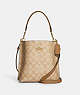 COACH®,MOLLIE BUCKET BAG 22 IN SIGNATURE CANVAS,Leather,Medium,Everyday,Gold/Lt Khaki/Lt Saddle,Front View