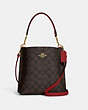 COACH®,MOLLIE BUCKET BAG 22 IN SIGNATURE CANVAS,Leather,Medium,Everyday,Gold/Brown 1941 Red,Front View
