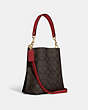 COACH®,MOLLIE BUCKET BAG 22 IN SIGNATURE CANVAS,Leather,Medium,Everyday,Gold/Brown 1941 Red,Angle View
