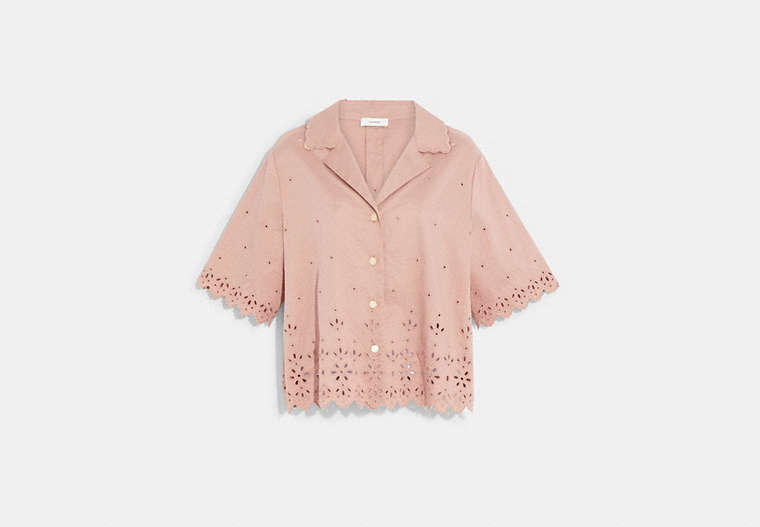 Broderie Anglaise Camp Shirt In Organic Cotton