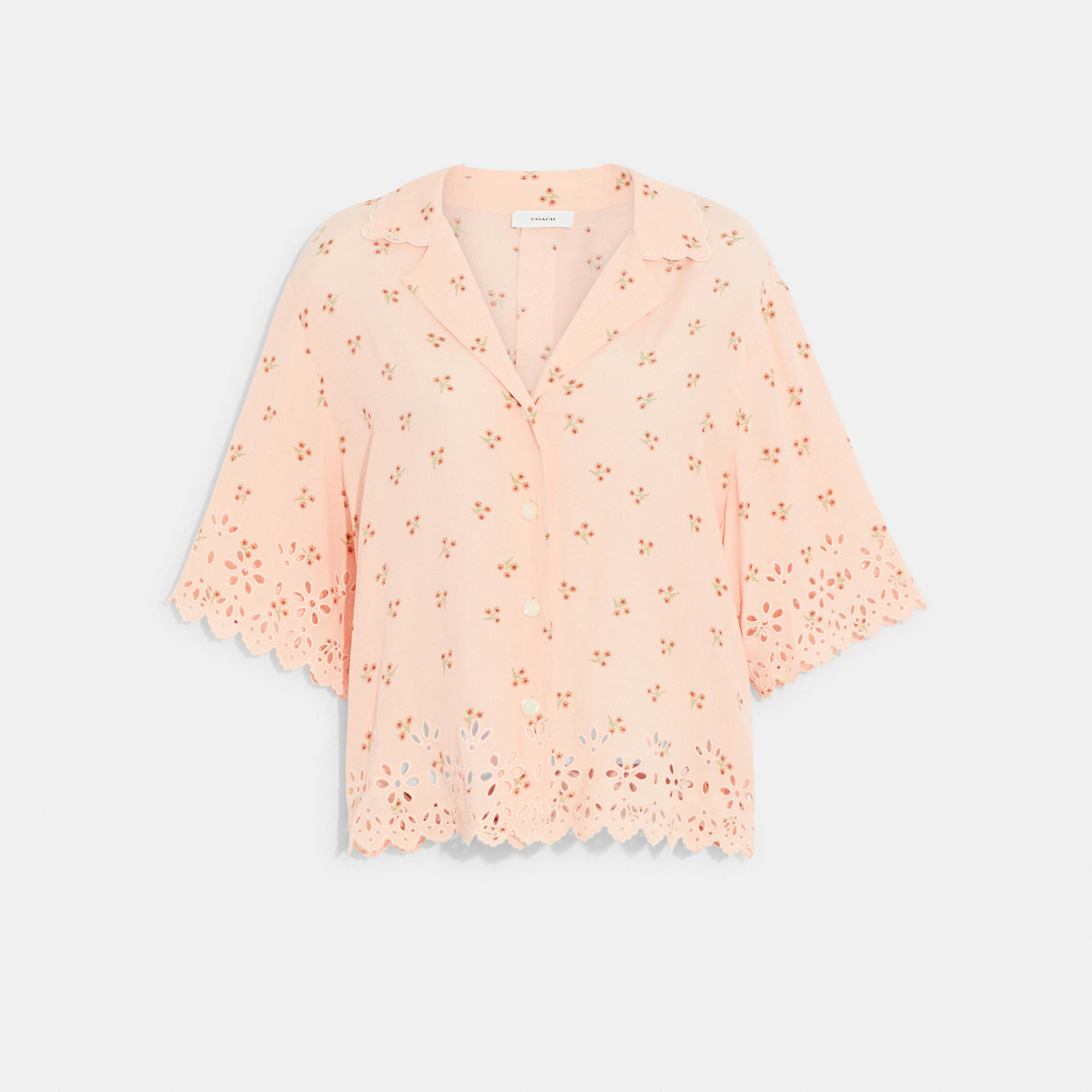 Coach Broderie Anglaise Camp Shirt In Orange