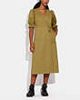 COACH®,BRODERIE ANGLAISE WRAP DRESS IN ORGANIC COTTON,cotton,Dark Olive,Scale View