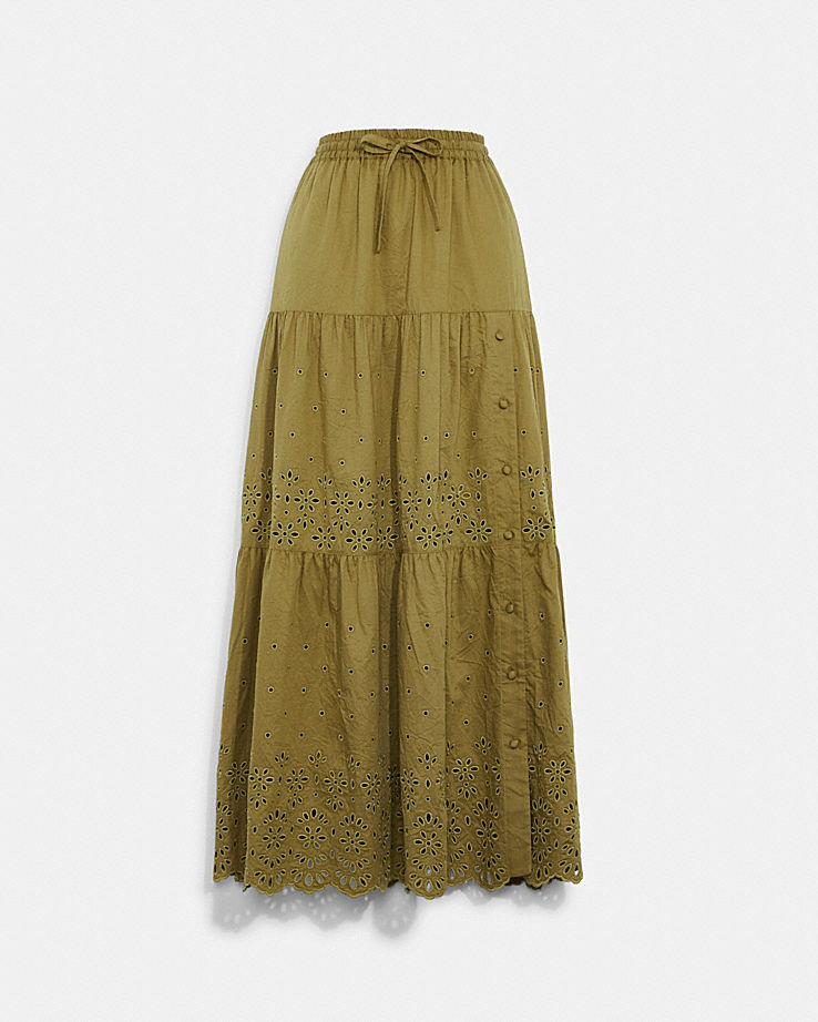 Broderie Anglaise Long Skirt In Organic Cotton