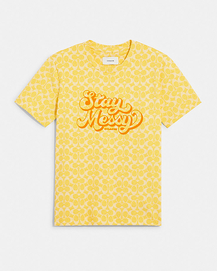 CoachSignature Stay Messy T Shirt In Organic Cotton