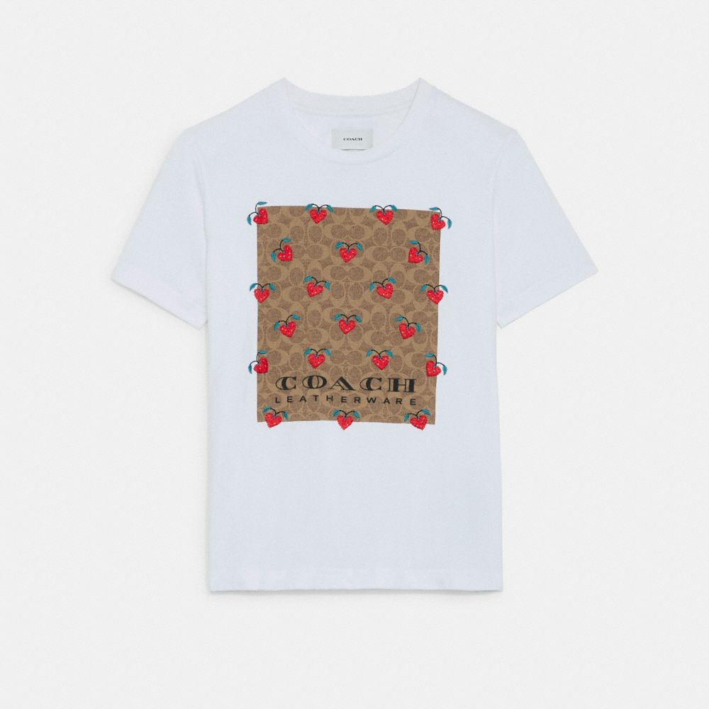 COACH® | Signature Strawberry T Shirt In Organic Cotton