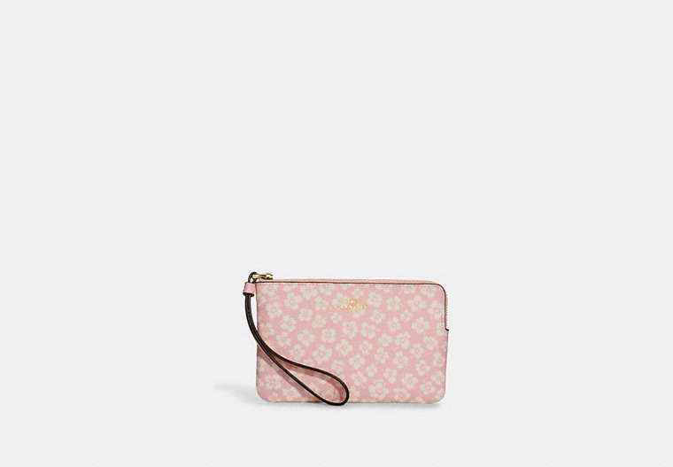 Corner Zip Wristlet With Graphic Ditsy Floral Print