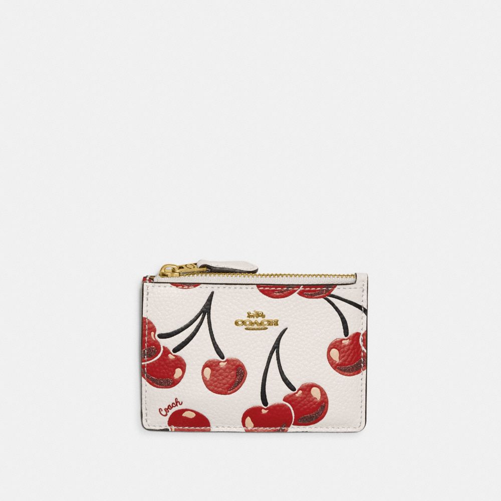 Mini Skinny Id Case With Cherry Print