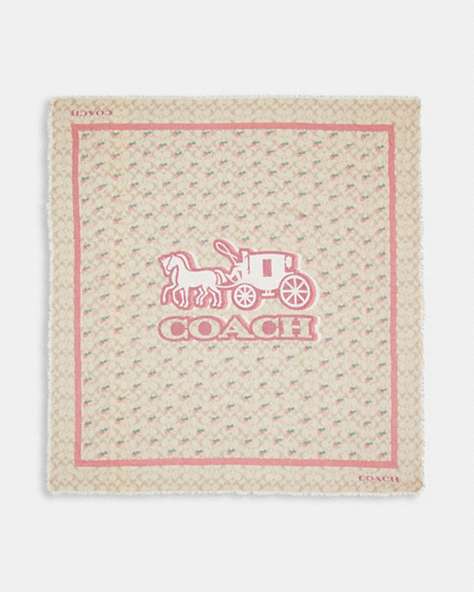 Horse And Carriage Strawberry Print Oversized Square Scarf