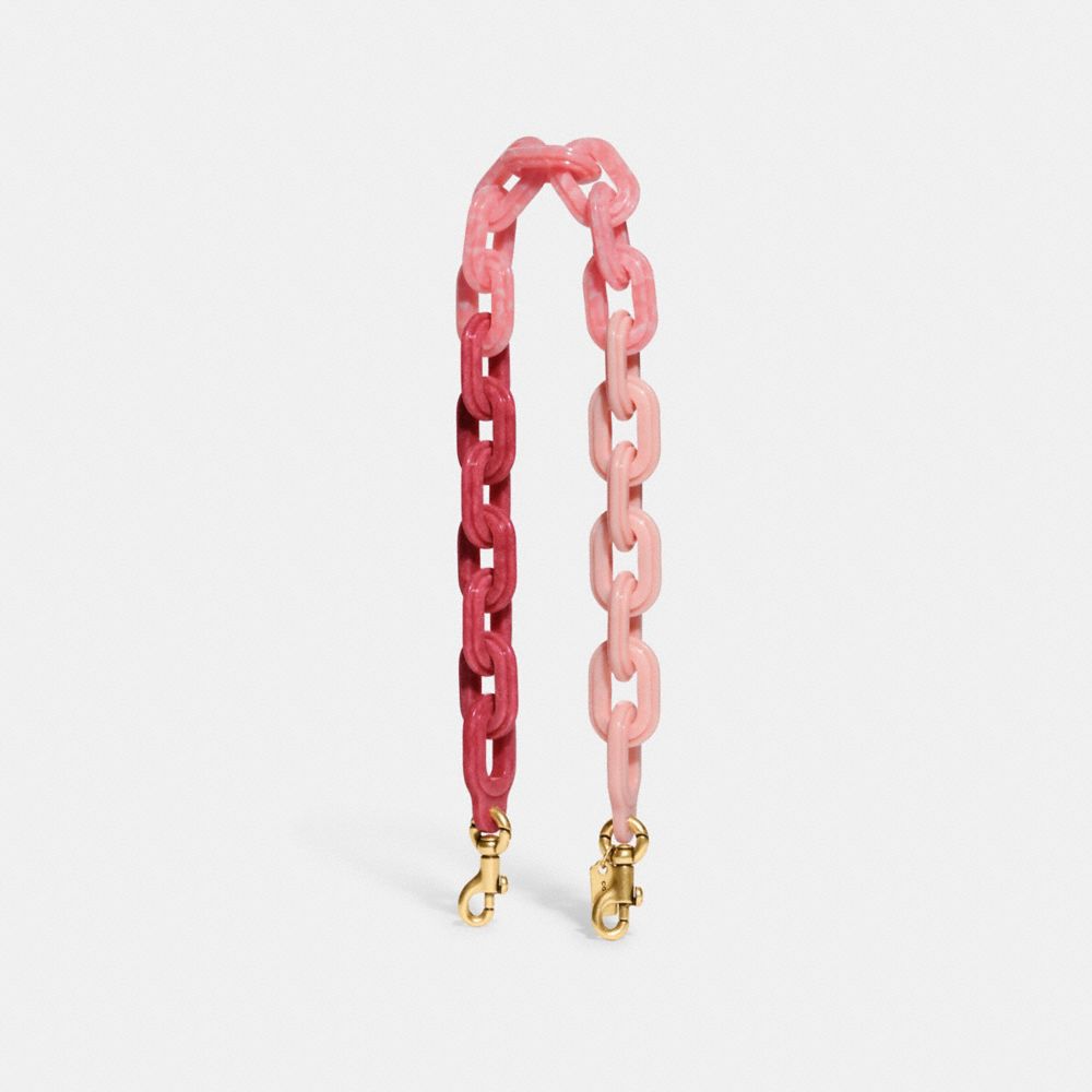 Coach Short Chain Strap With Recycled Resin In Brass/pink Multi | ModeSens