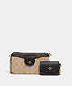 COACH®,POPPY CROSSBODY WITH CARD CASE IN BLOCKED SIGNATURE CANVAS,pvc,Mini,Im/Light Khaki/Brown Multi,Front View