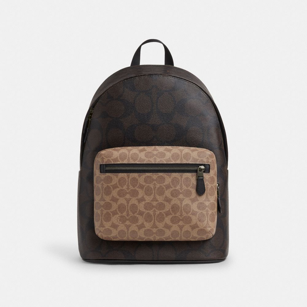 West Backpack In Blocked Signature Canvas, ProductTile