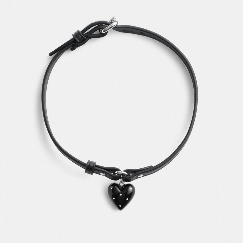 Resin Heart Charm Leather Choker, ProductTile