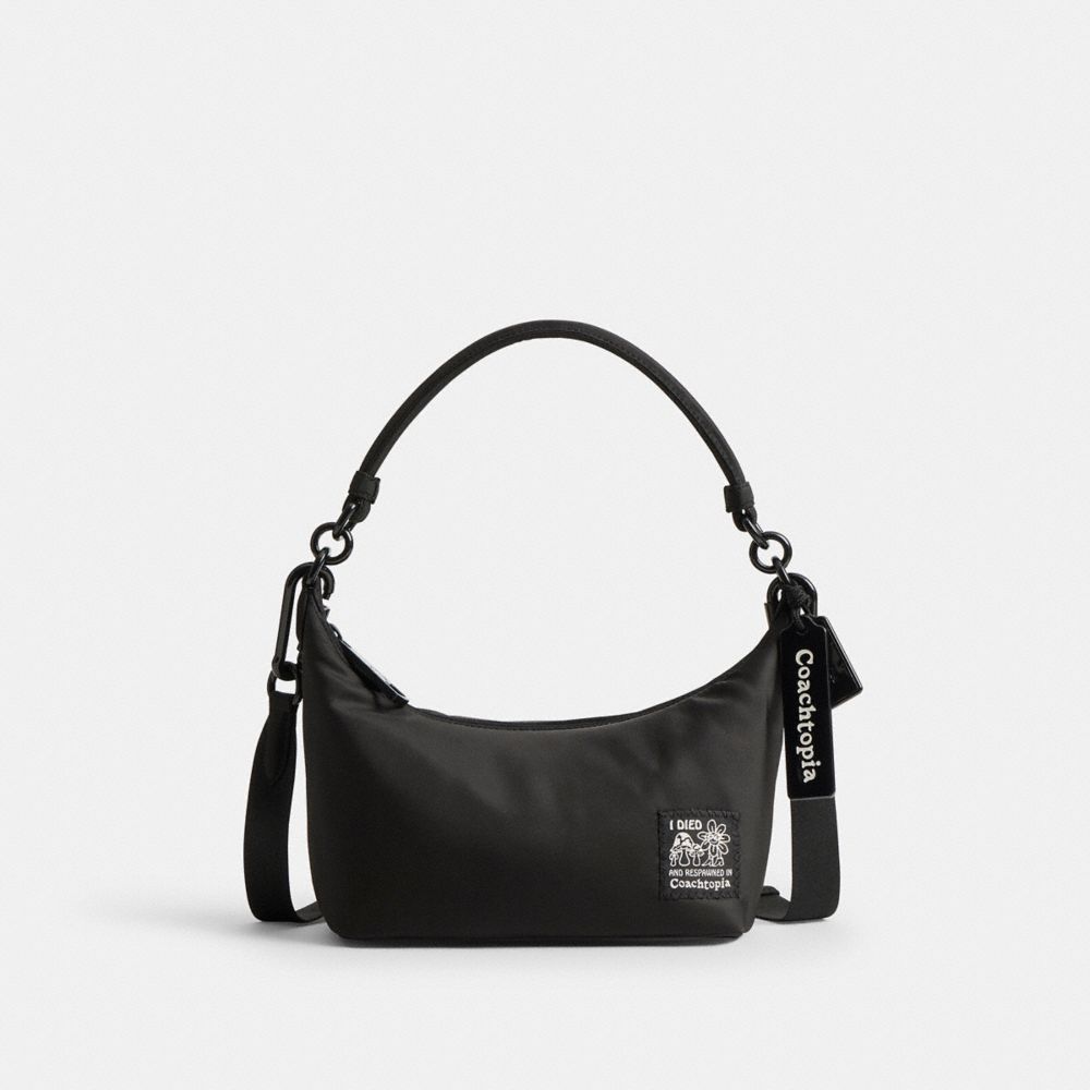 COACH®,Coachtopia Loop Shoulder Bag,Recycled Polyester,Shoulder Bag,Applique,Logo,Casual,Black,Front View