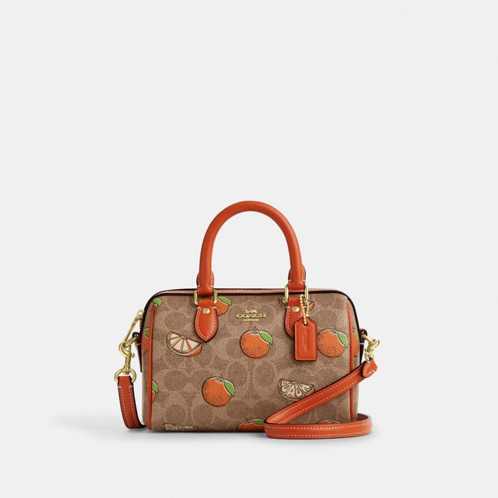 Mini Rowan Crossbody Bag In Signature Canvas With Orange Print, ProductTile