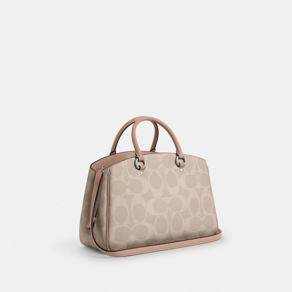 COACH®,Savannah Carryall Bag In Signature Canvas,Canvas,Satchel,Casual,Work,Beige,Angle View