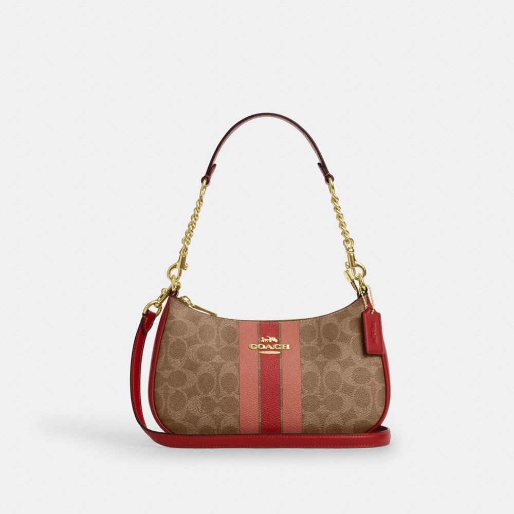 Teri Shoulder Bag In Signature Canvas With Stripe, ProductTile
