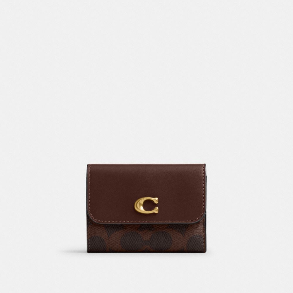 COACH®,Essential Card Holder Wallet In Signature Canvas,,Front View