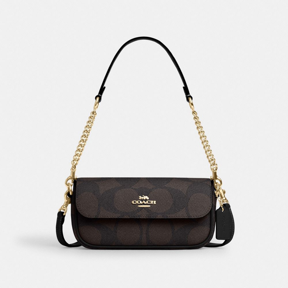 COACH®,Hailey Flap Bag In Signature Canvas,Leather,Canvas,Crossbody,Metal,Casual,,Front View