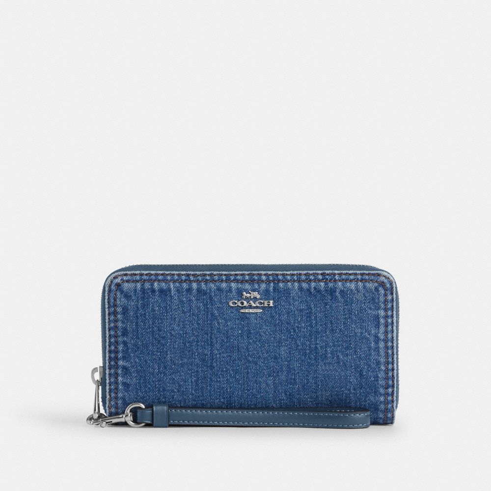 Long Zip Around Wallet In Denim, ProductTile
