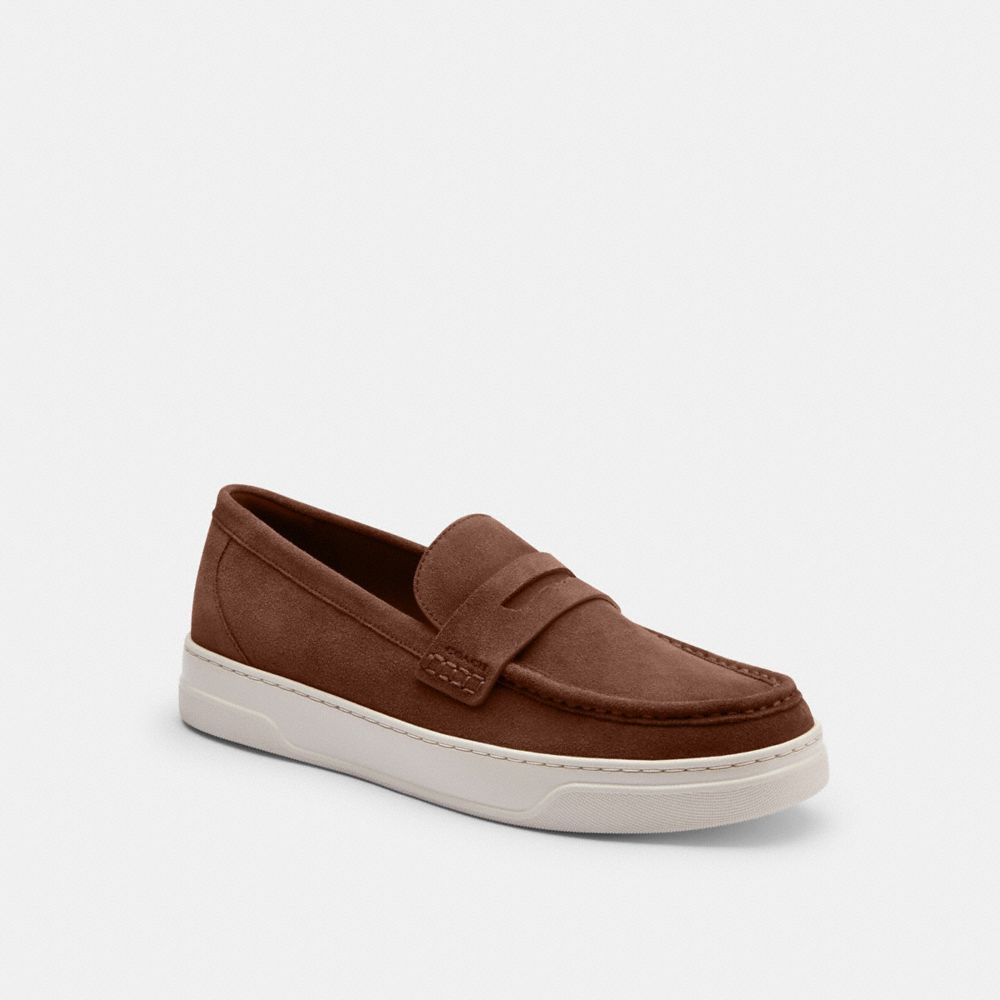 COACH®,Hybrid Loafer,Suede,Loafer,Penny Loafer,Business Casual,Brown,Front View