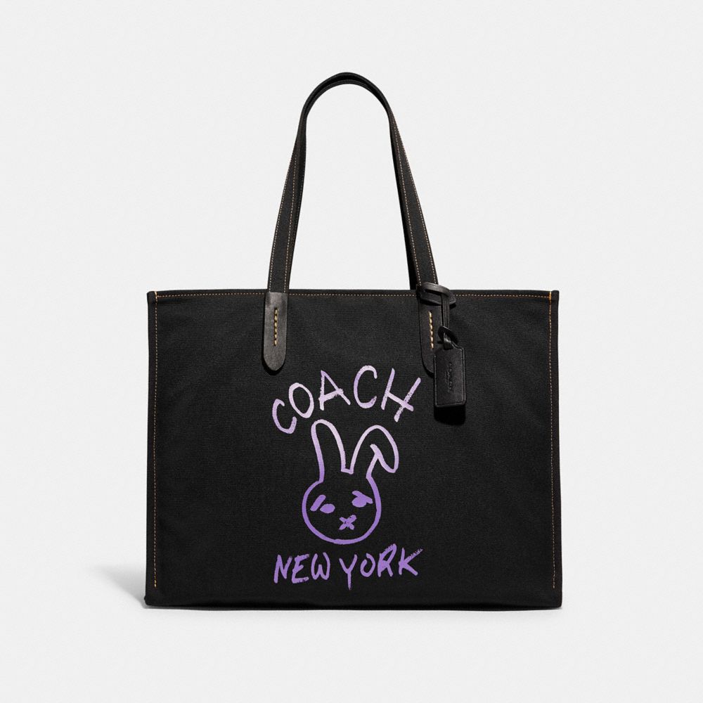 COACH® | Tote 42 In 100 Percent Recycled Canvas With Bunny Graphic