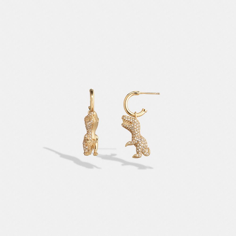 Coach Pavé Rexy Huggie Earrings In Gold/crystal