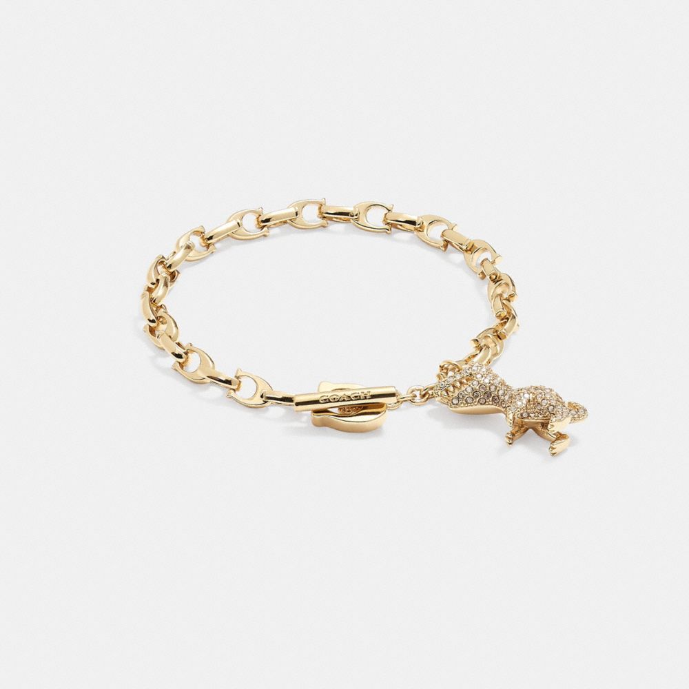 Coach Pavã© Rexy Signature Chain Bracelet In Gold/crystal