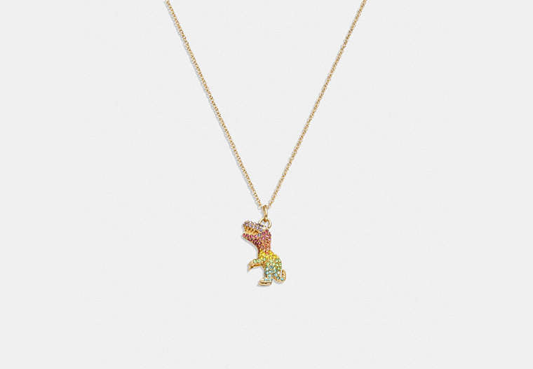 COACH®,PAVÉ REXY NECKLACE,Plated Brass,Rexy,Gold/Multi,Front View