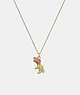 COACH®,PAVÉ REXY NECKLACE,Plated Brass,Rexy,Gold/Multi,Front View