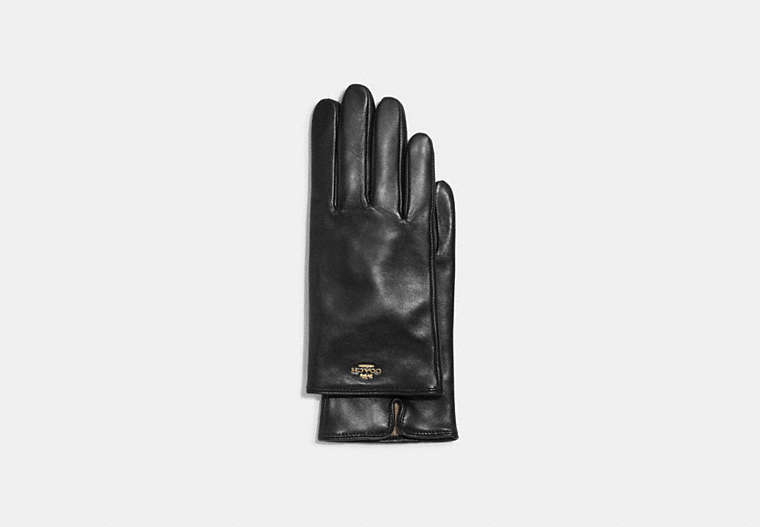 Coach Plaque Leather Tech Gloves