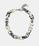 COACH®,CHUNKY SIGNATURE LINK NECKLACE,Brass,Silver/Blue Multi,Front View