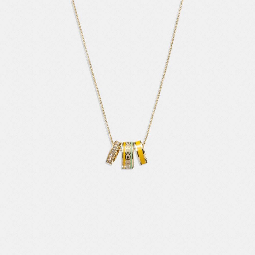 COACH®  Quilted Signature Link Enamel Pavé Necklace