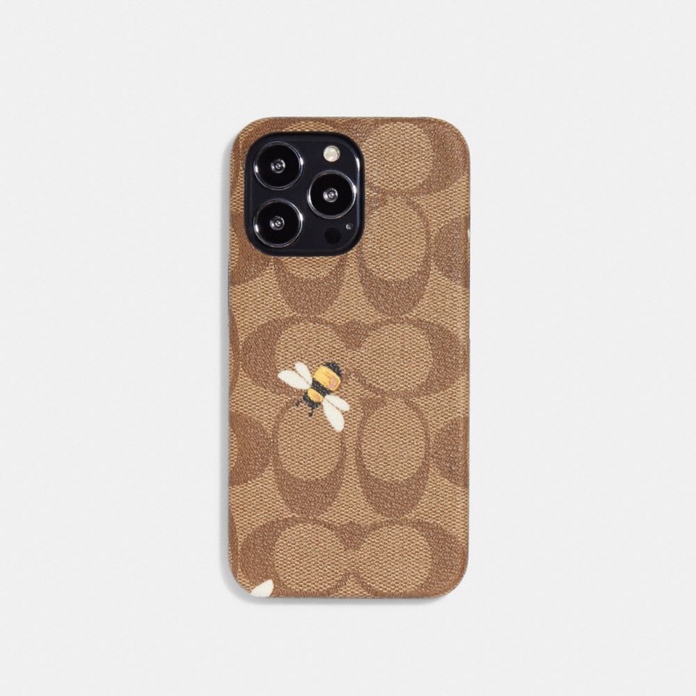 COACH® Iphone 13 Pro Case In Signature Canvas With Bee Print