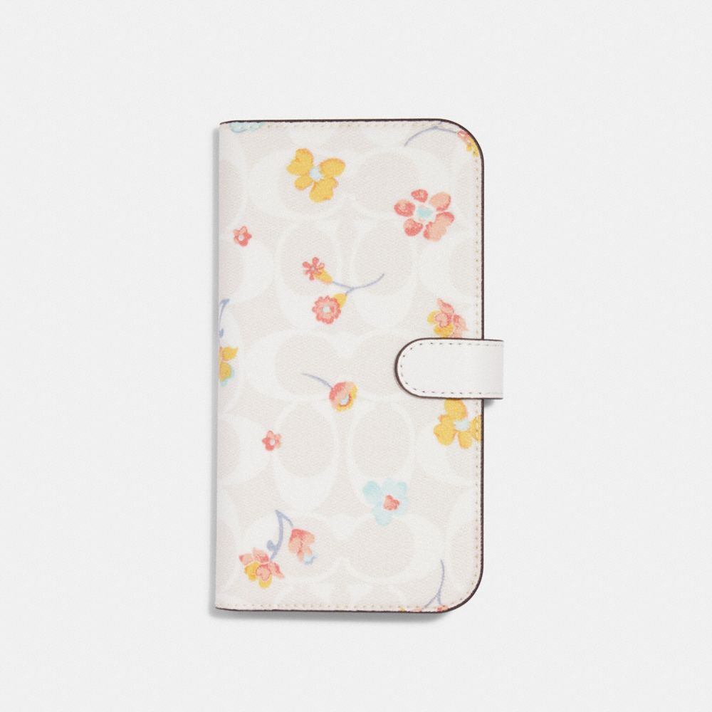 COACH® | Iphone 13 Pro Max Folio In Signature Canvas With Mystical Floral  Print