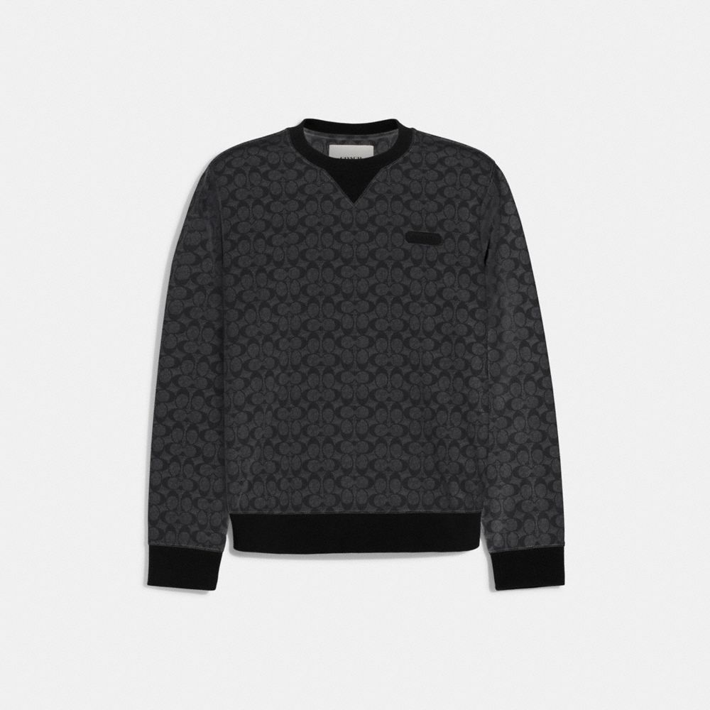 Coach Essential Crewneck In Signature In Charcoal Signature