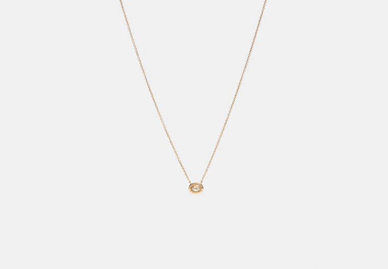 Coach Crystal Pendant Necklace In Gold/crystal
