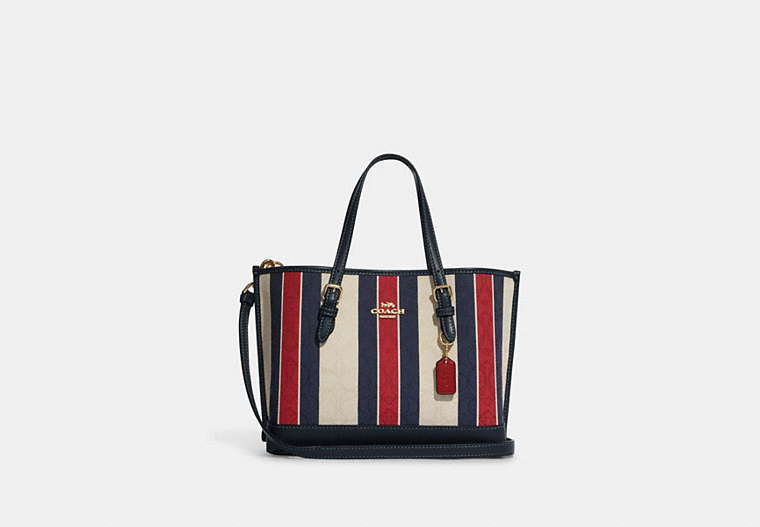 COACH®,MOLLIE TOTE 25 IN SIGNATURE JACQUARD WITH STRIPES,Gold/Chalk Multi,Front View