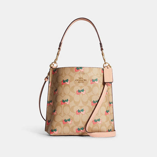 COACH® | Mollie Bucket Bag 22 In Signature Canvas With Strawberry 