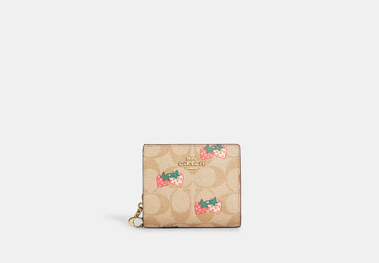 Snap Wallet In Signature Canvas With Strawberry Print