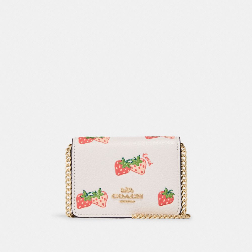Coach Mini Wallet On A Chain With Strawberry Print In White ModeSens