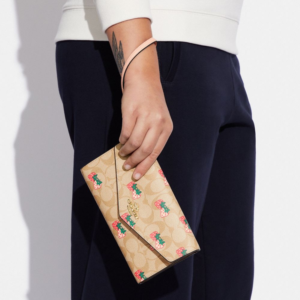 Coach Travel Envelope Wallet and Corner Zip Wristlet In Signature